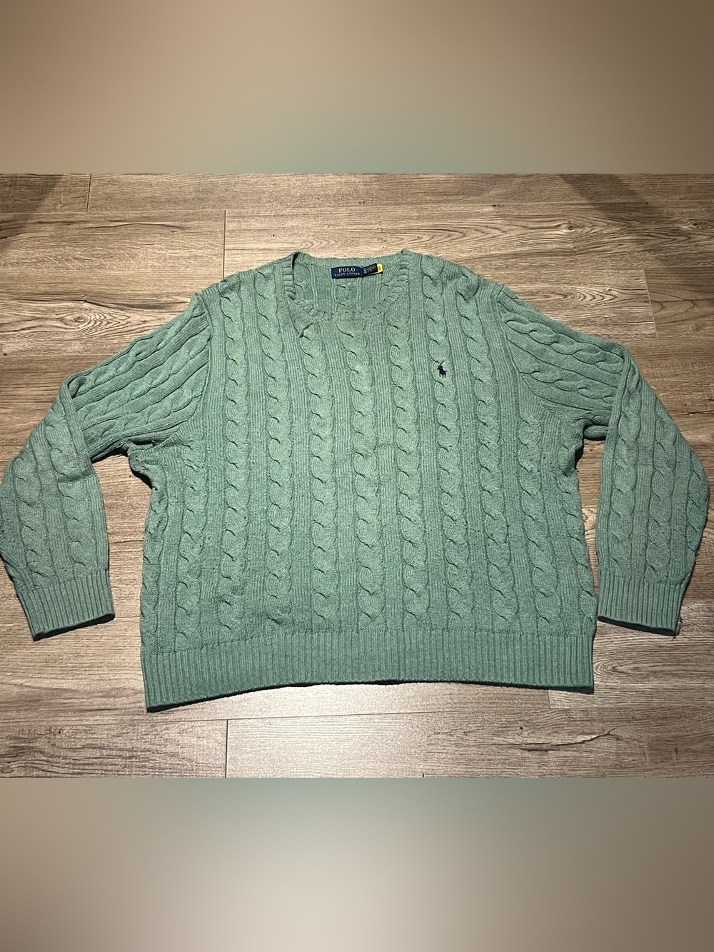 Polo Ralph Lauren Cable-Knit Cotton Crewneck Sweater Green XL